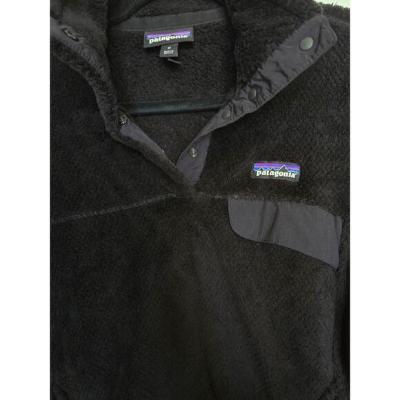 Patagonia Women's Re-Tool Snap T Pullover Black fuzzy fleece jacket Size Medium - Picture 3 of 7